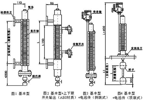 側(cè)裝式磁性翻板液位計(jì)結(jié)構(gòu)原理圖